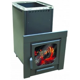 Дровяная печь для бани Варвара Паленица панорамная дверь